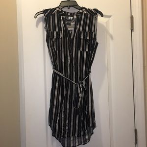 Black and white striped dress